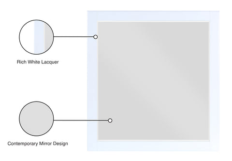 Darcy 36" White Wood Veneer Frame Mirror, 1 Piece