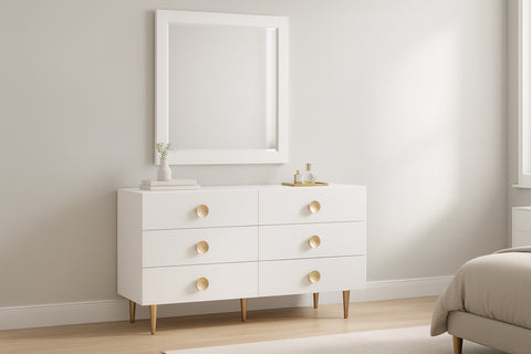 Darcy 36" White Wood Veneer Frame Mirror, 1 Piece