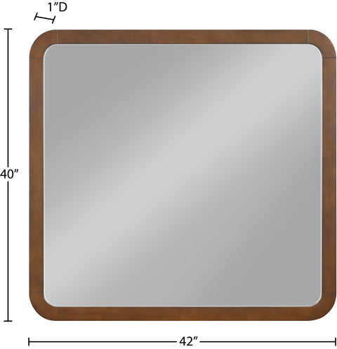 Lennox 42" Brown Ash Burl Veneer And Solid Wood Frame Mirror, 1 Piece