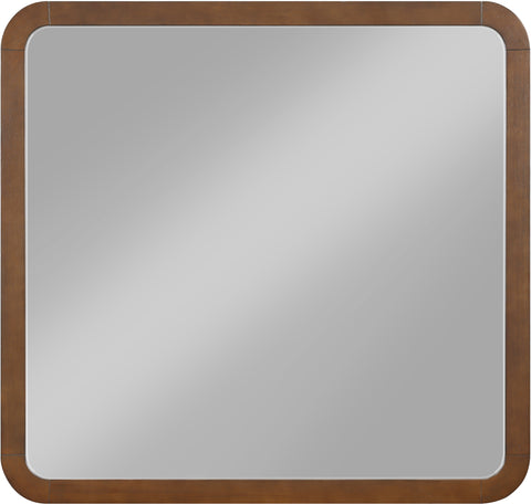 Lennox 42" Brown Ash Burl Veneer And Solid Wood Frame Mirror, 1 Piece