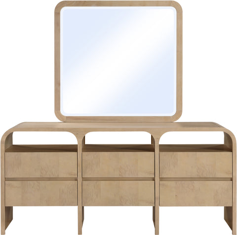 Lennox 42" Natural Ash Burl Veneer And Solid Wood Frame Mirror, 1 Piece
