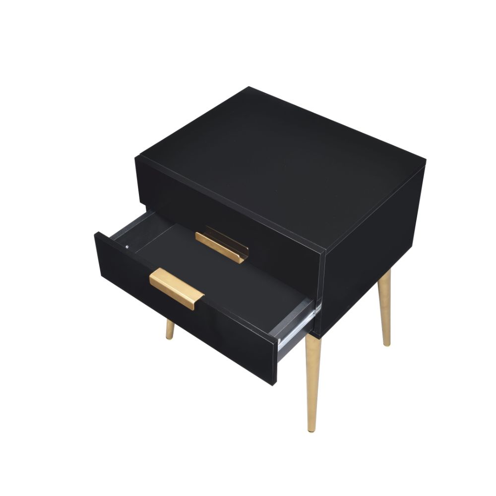 jago end table, black & gold finish