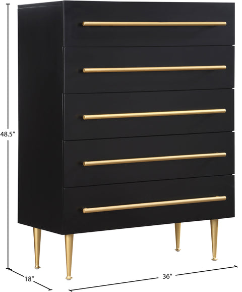 Rhea Black Wood Veneer And Iron Chest, 1 Piece