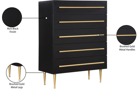 Rhea Black Wood Veneer And Iron Chest, 1 Piece