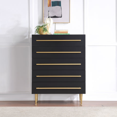 Rhea Black Wood Veneer And Iron Chest, 1 Piece