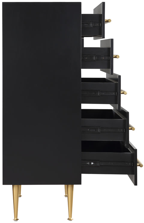 Rhea Black Wood Veneer And Iron Chest, 1 Piece