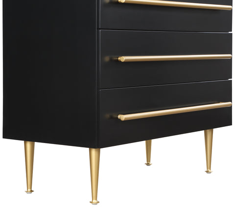 Rhea Black Wood Veneer And Iron Chest, 1 Piece