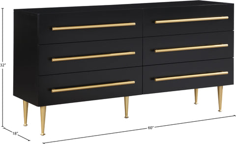 Rhea Black Wood Veneer And Iron Dresser, 1 Piece