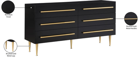 Rhea Black Wood Veneer And Iron Dresser, 1 Piece