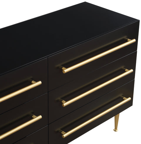 Rhea Black Wood Veneer And Iron Dresser, 1 Piece