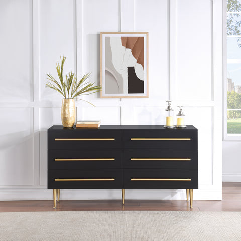 Rhea Black Wood Veneer And Iron Dresser, 1 Piece