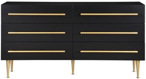 Rhea Black Wood Veneer And Iron Dresser, 1 Piece