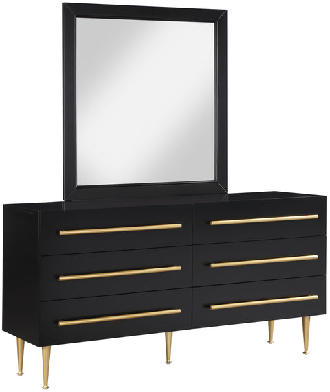 Rhea Black Wood Veneer And Iron Dresser, 1 Piece