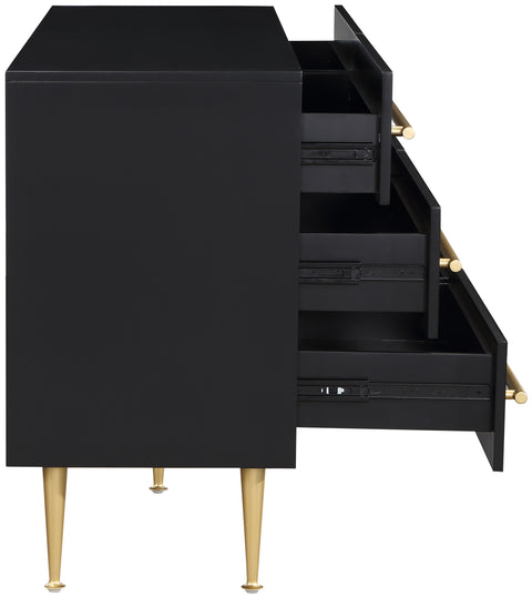 Rhea Black Wood Veneer And Iron Dresser, 1 Piece