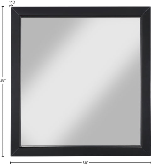 Rhea 36" Black Wood Veneer Frame Mirror, 1 Piece