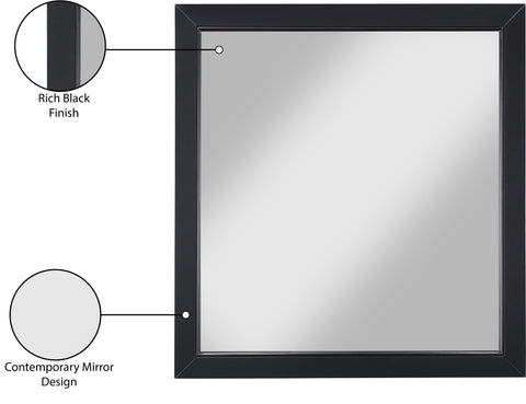 Rhea 36" Black Wood Veneer Frame Mirror, 1 Piece
