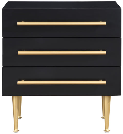 Rhea 24" Black Wood Veneer And Iron Nightstand, 1 Piece