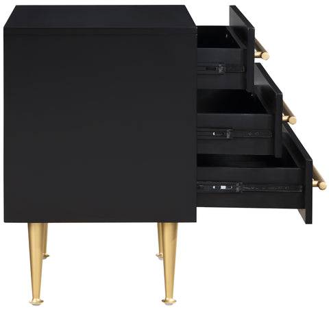Rhea 24" Black Wood Veneer And Iron Nightstand, 1 Piece