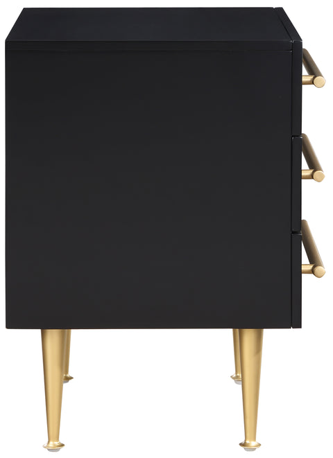 Rhea 24" Black Wood Veneer And Iron Nightstand, 1 Piece