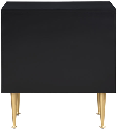 Rhea 24" Black Wood Veneer And Iron Nightstand, 1 Piece