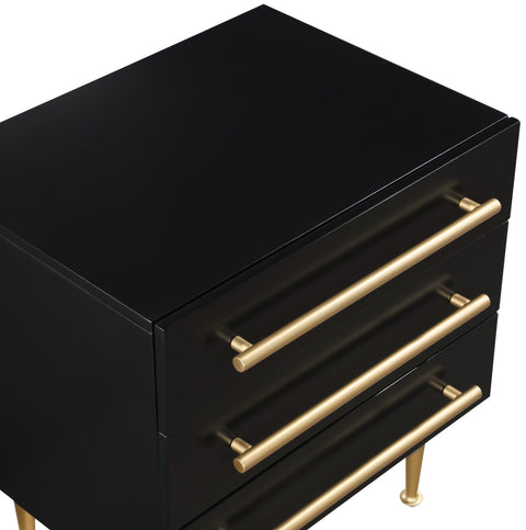 Rhea 24" Black Wood Veneer And Iron Nightstand, 1 Piece