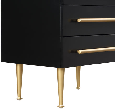Rhea 24" Black Wood Veneer And Iron Nightstand, 1 Piece
