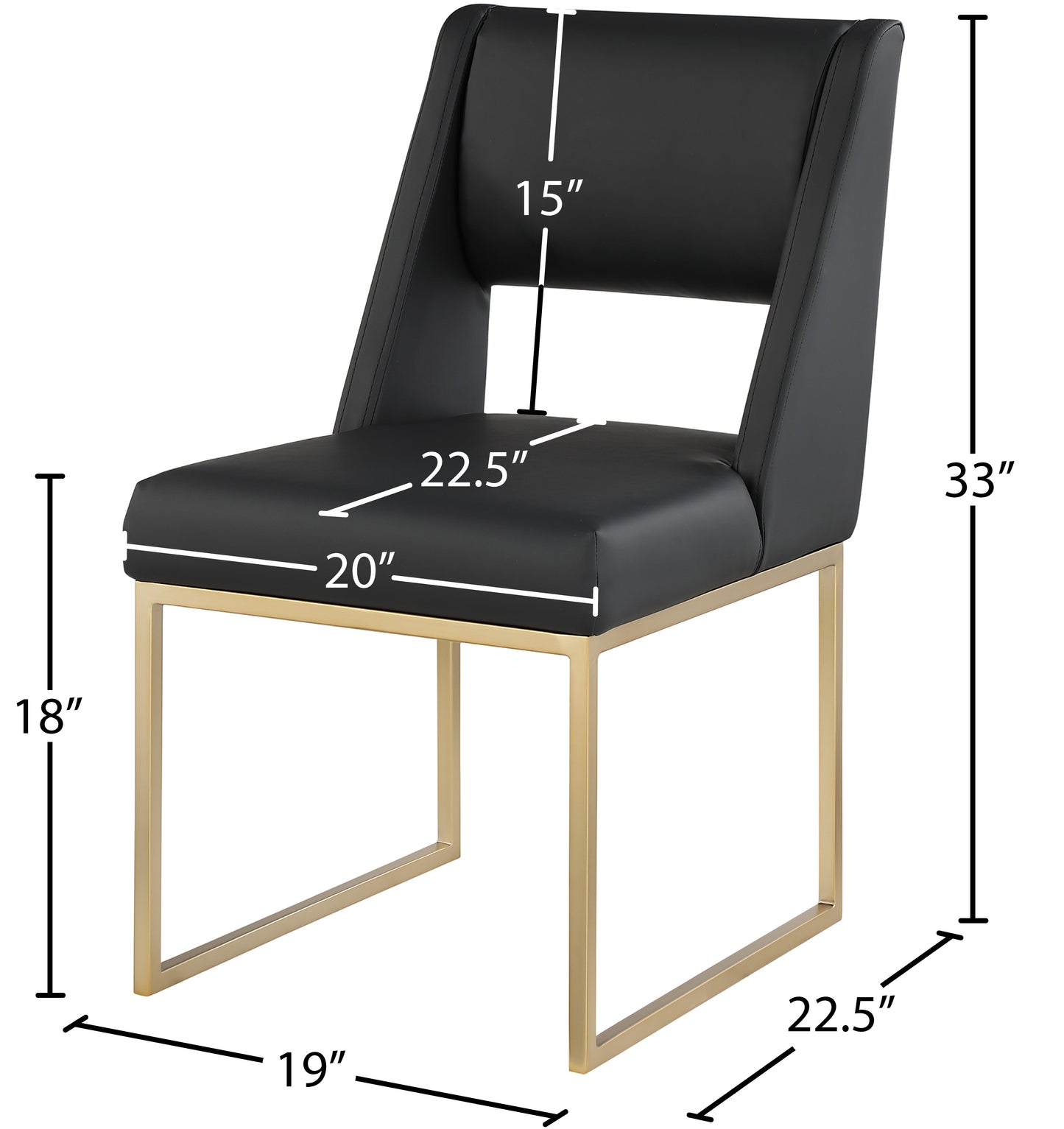 mykonos black faux leather dining chair c