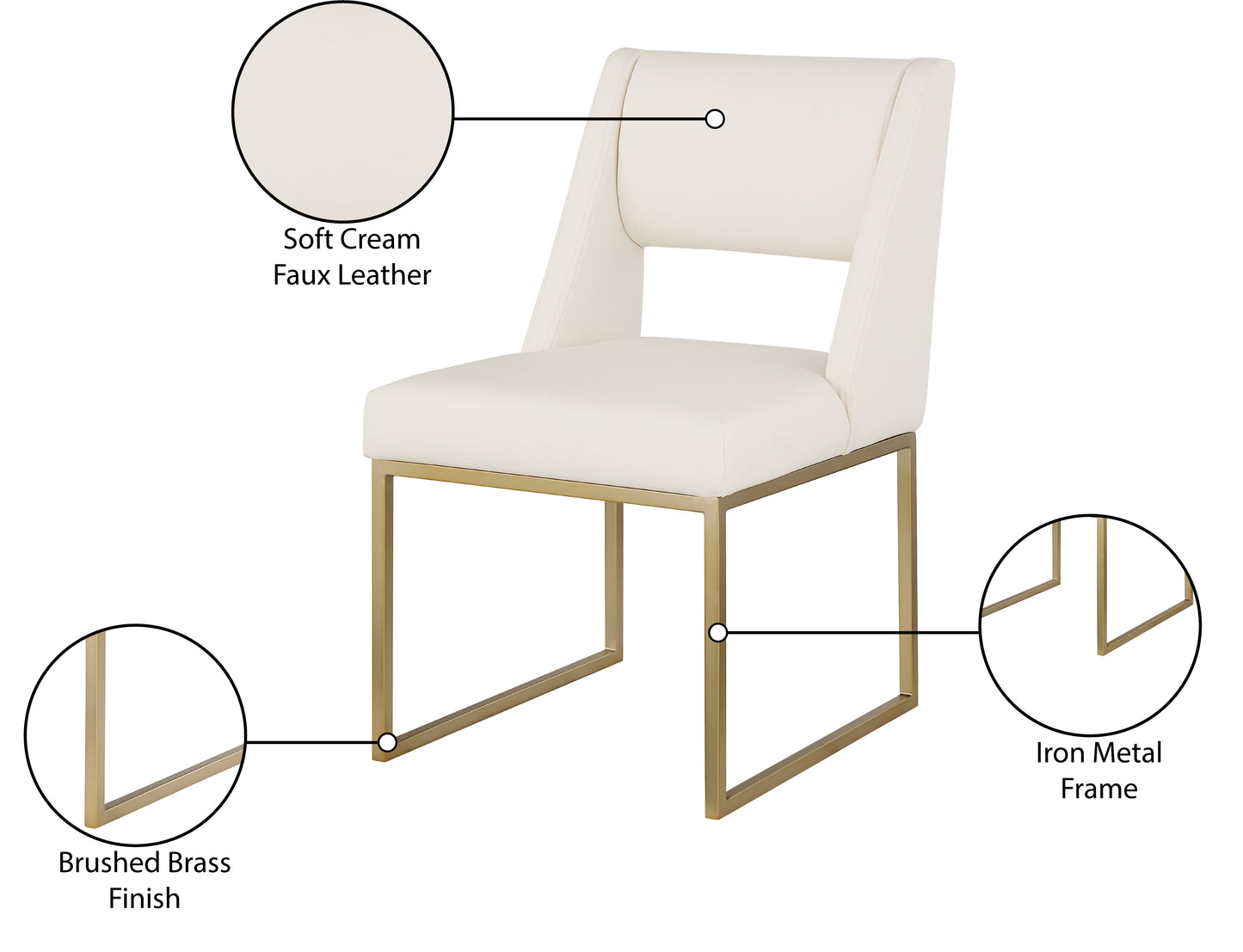 mykonos cream faux leather dining chair c