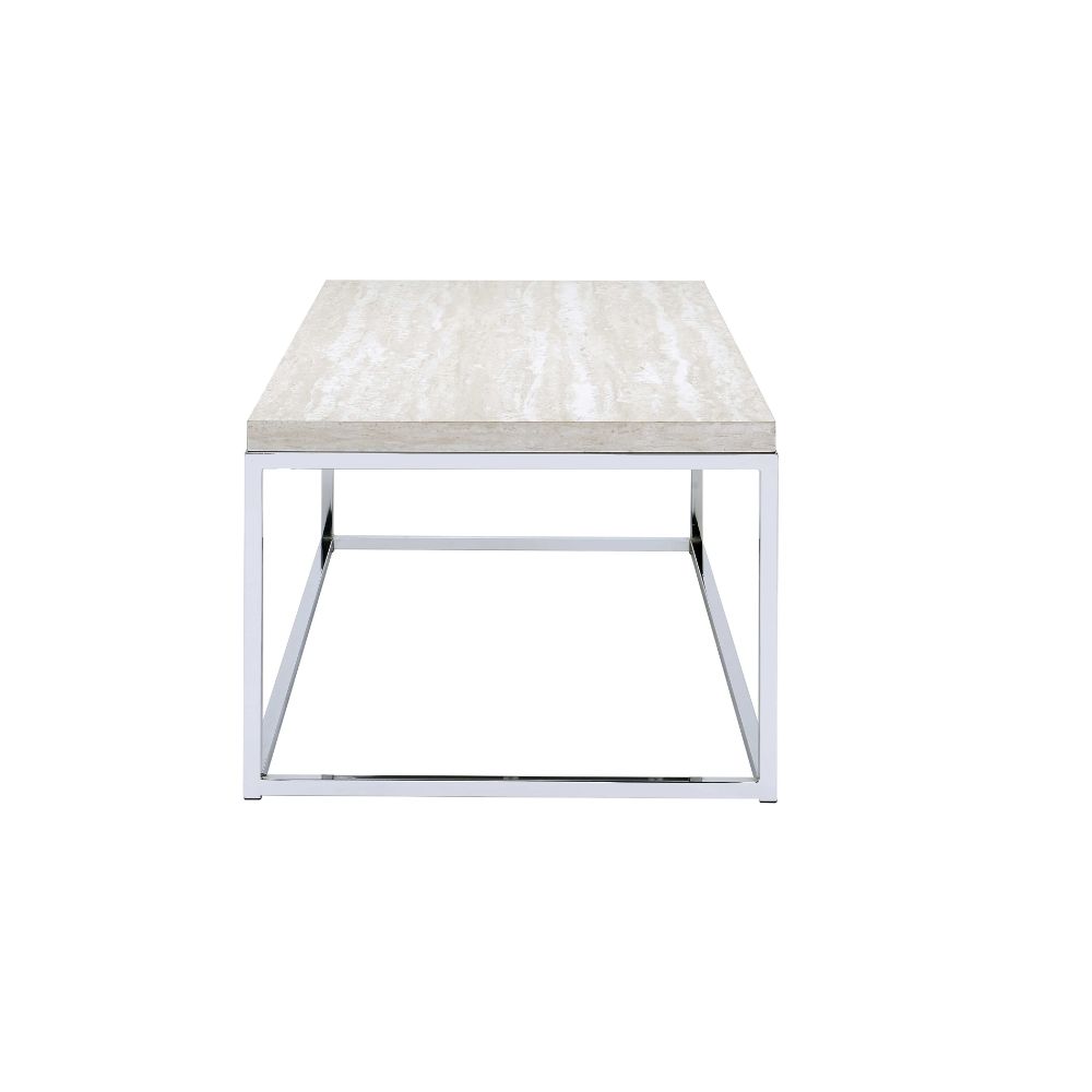 jalisa coffee table, engineered stone top & chrome finish