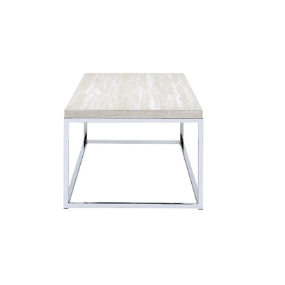 Jalisa Coffee Table, Engineered Stone Top & Chrome Finish