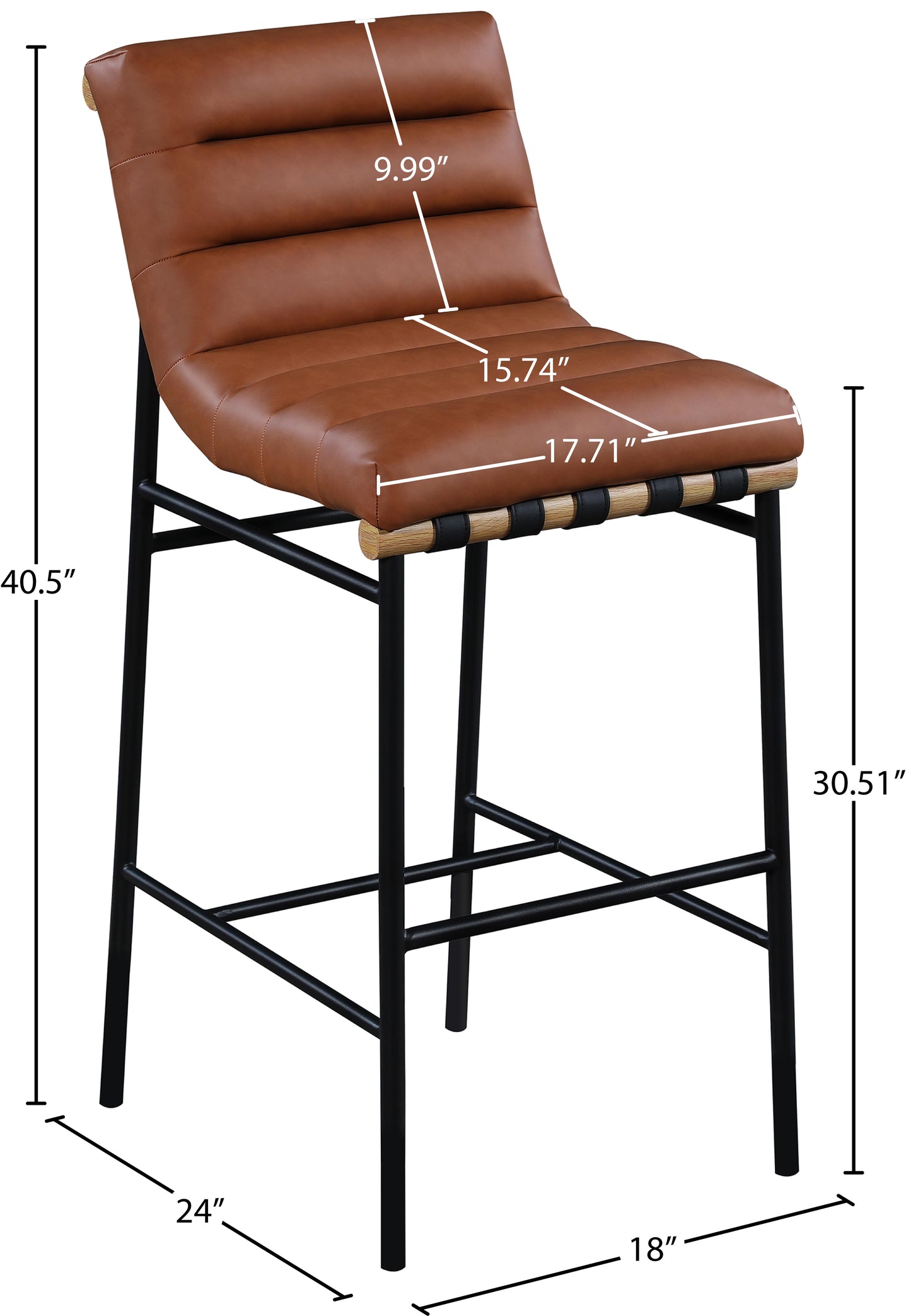 hannah cognac faux leather bar stool c