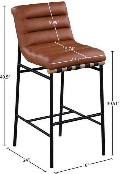 Hannah Cognac Faux Leather Bar Stool C