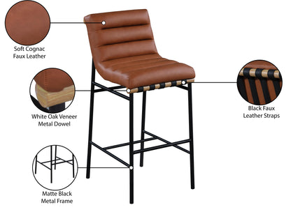 Hannah Cognac Faux Leather Bar Stool C