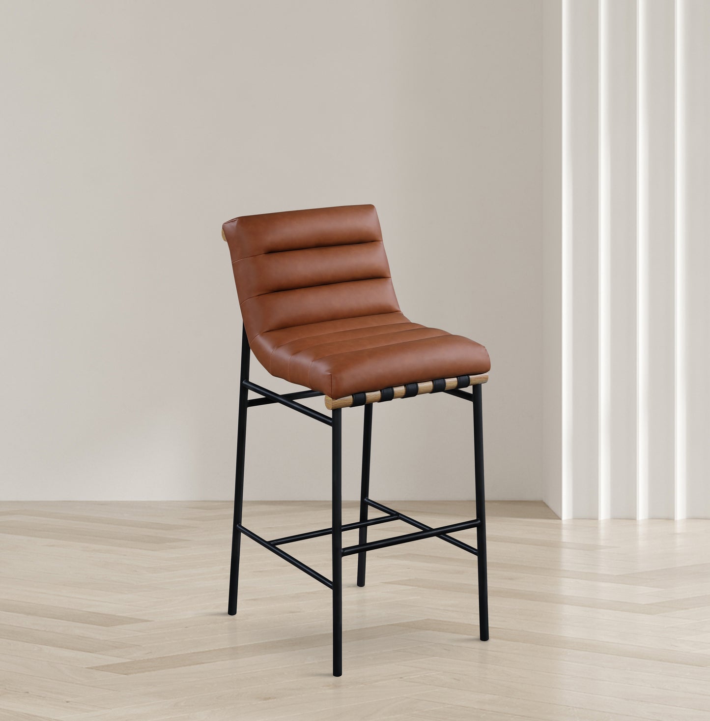 hannah cognac faux leather bar stool c