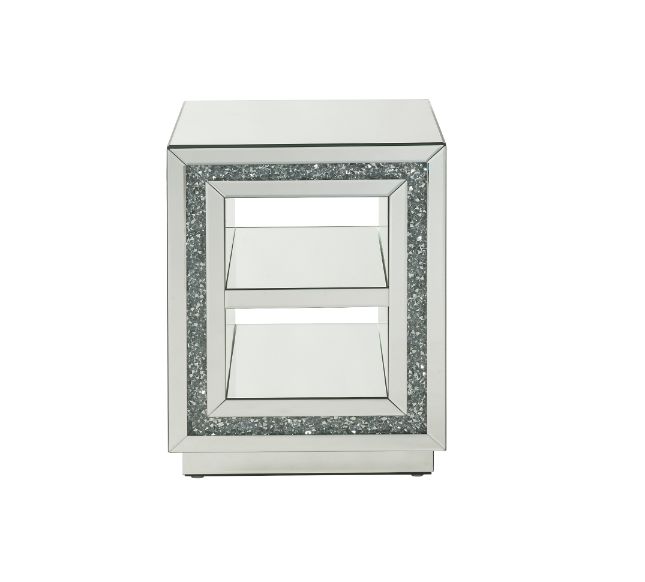 calan end table, mirrored & faux diamonds