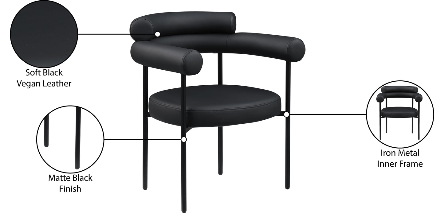 santorini black vegan leather dining chair