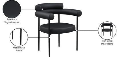 Santorini Black Vegan Leather Dining Chair