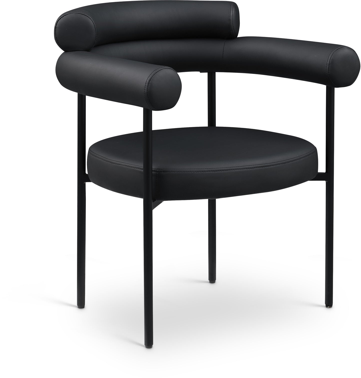 santorini black vegan leather dining chair