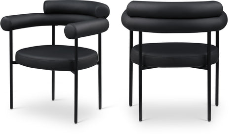 Zadie Black Vegan Leather Upholstered Dining Chair, 2-Piece