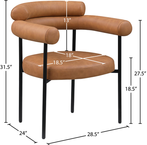 Santorini Cognac Vegan Leather Dining Chair