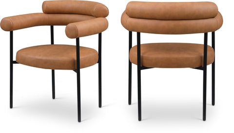 Zadie Cognac Vegan Leather Upholstered Dining Chair, 2-Piece