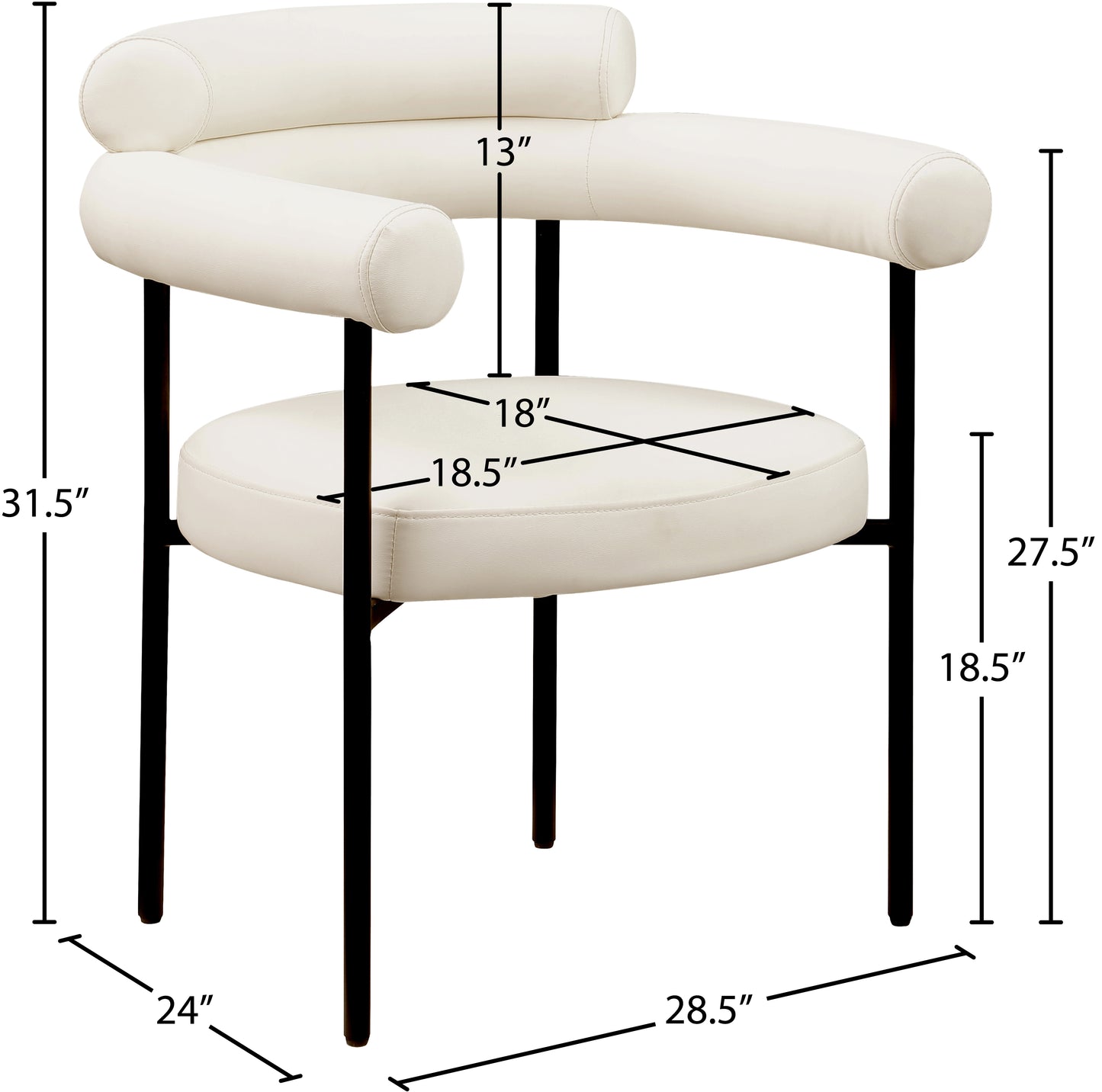 santorini cream vegan leather dining chair