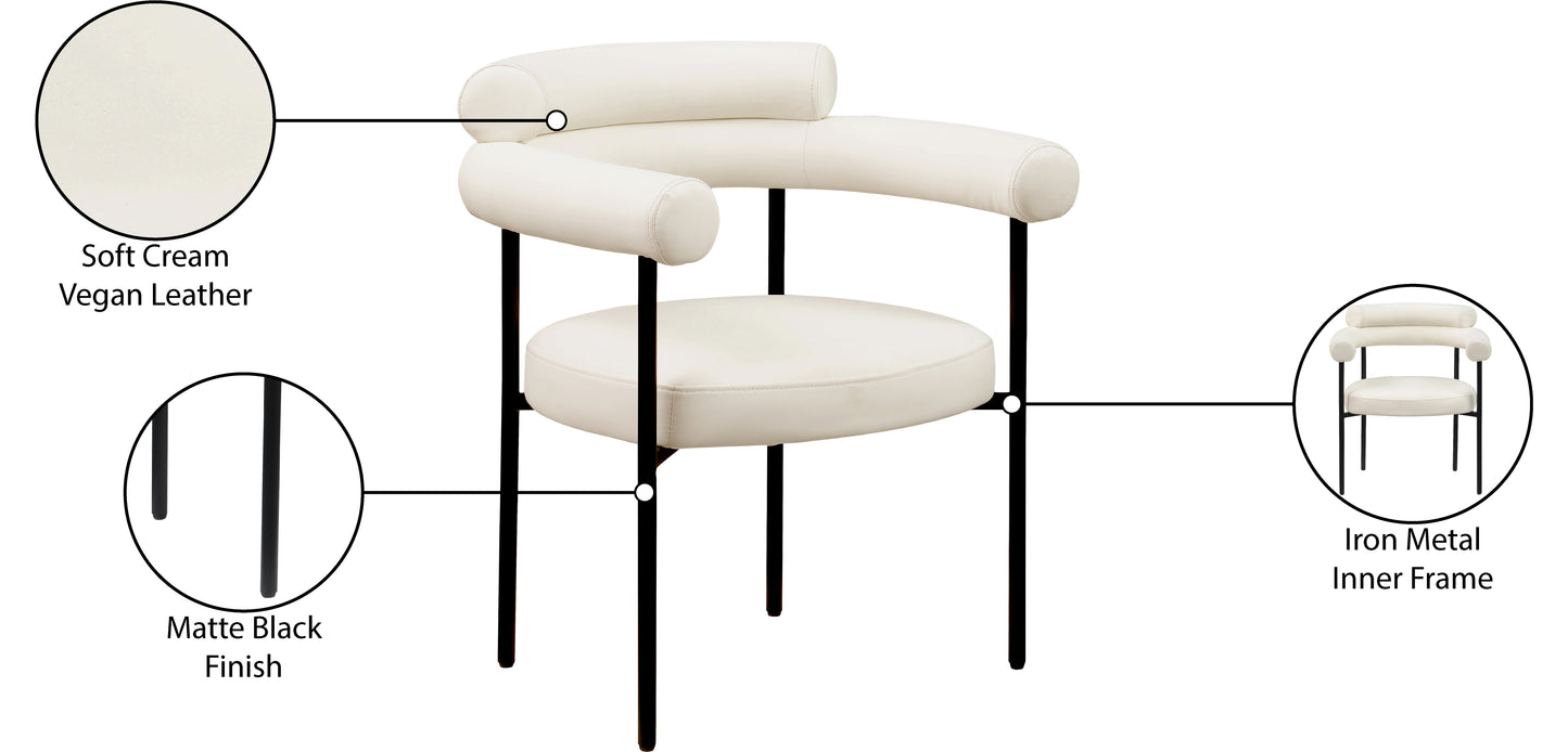 santorini cream vegan leather dining chair