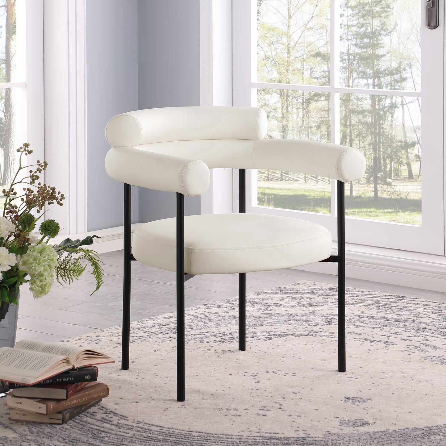 santorini cream vegan leather dining chair