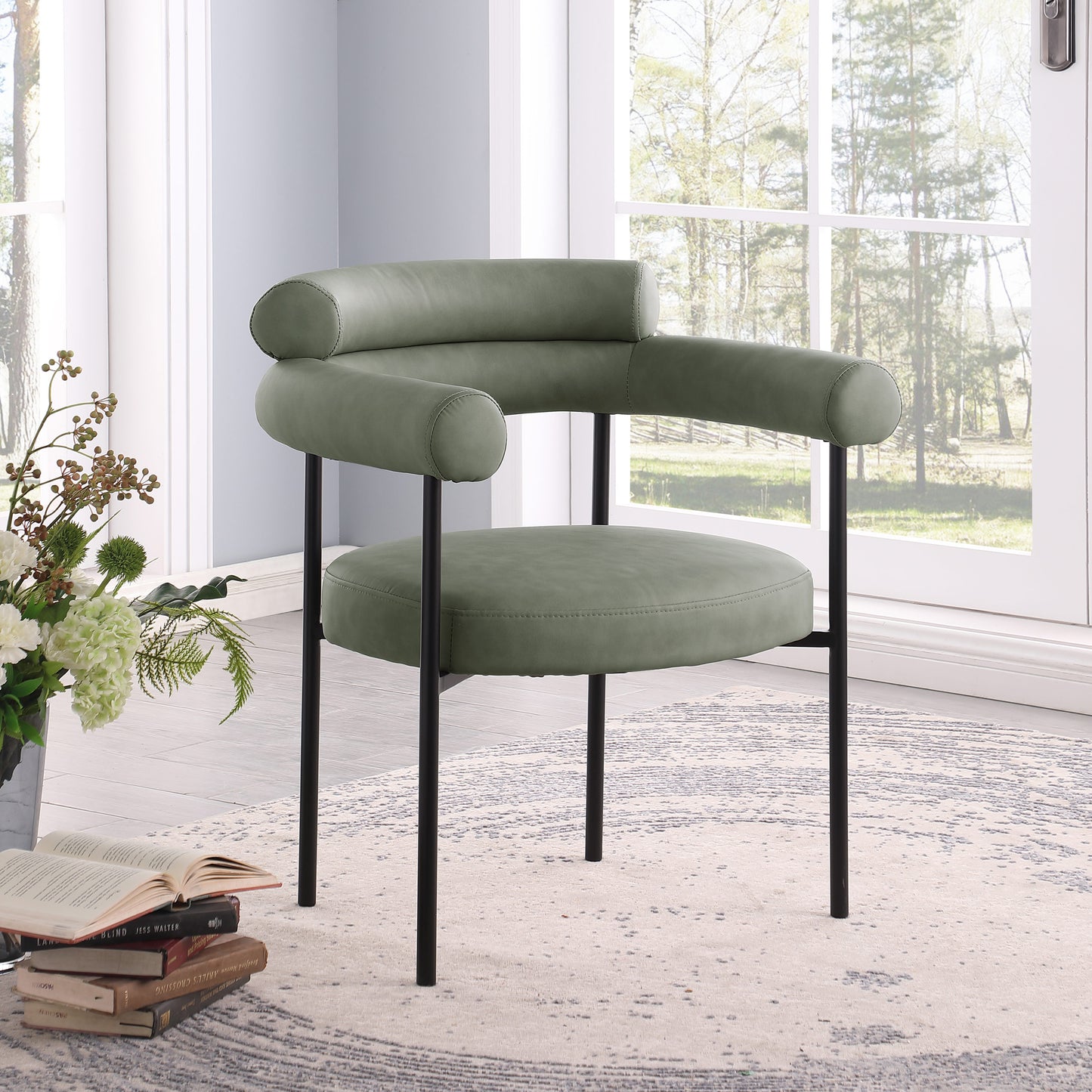 santorini green vegan leather dining chair