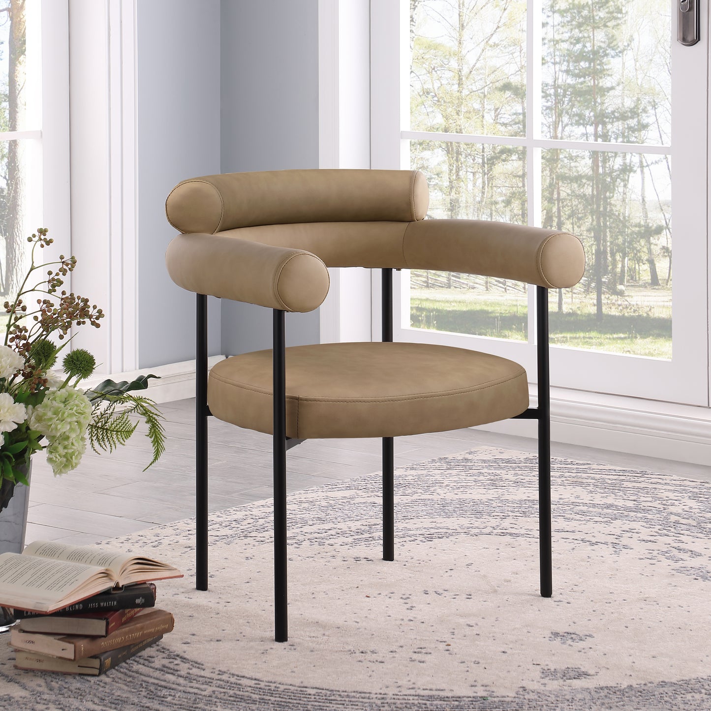 santorini tan vegan leather dining chair