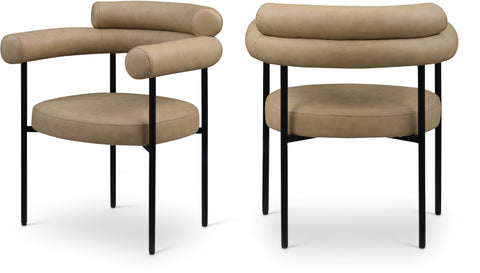 Zadie Tan Vegan Leather Upholstered Dining Chair, 2-Piece