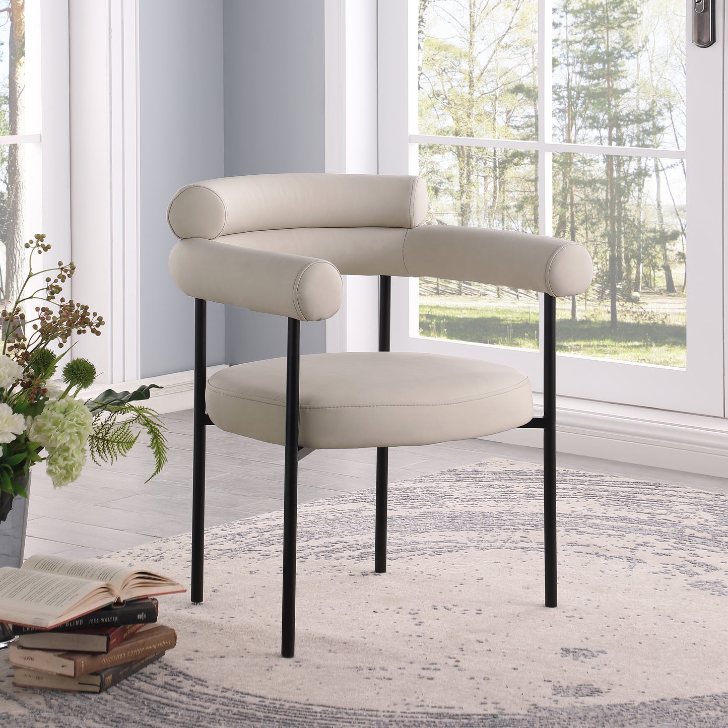 santorini taupe vegan leather dining chair