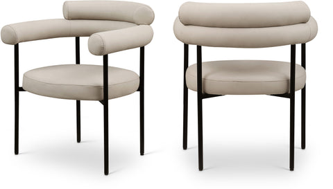 Zadie Taupe Vegan Leather Upholstered Dining Chair, 2-Piece