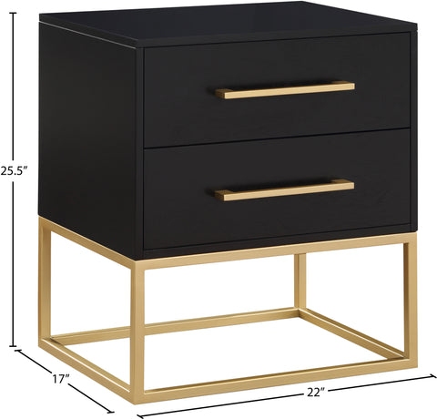 Florence 22" Black Wood Veneer And Iron Nightstand, 1 Piece